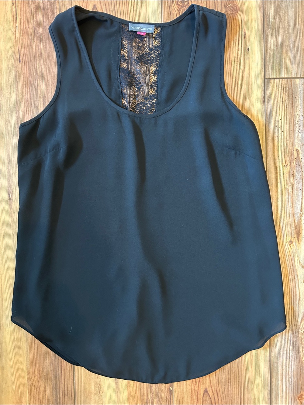 Vince Camuto Black Sleeveless Lace-Back Tank Top